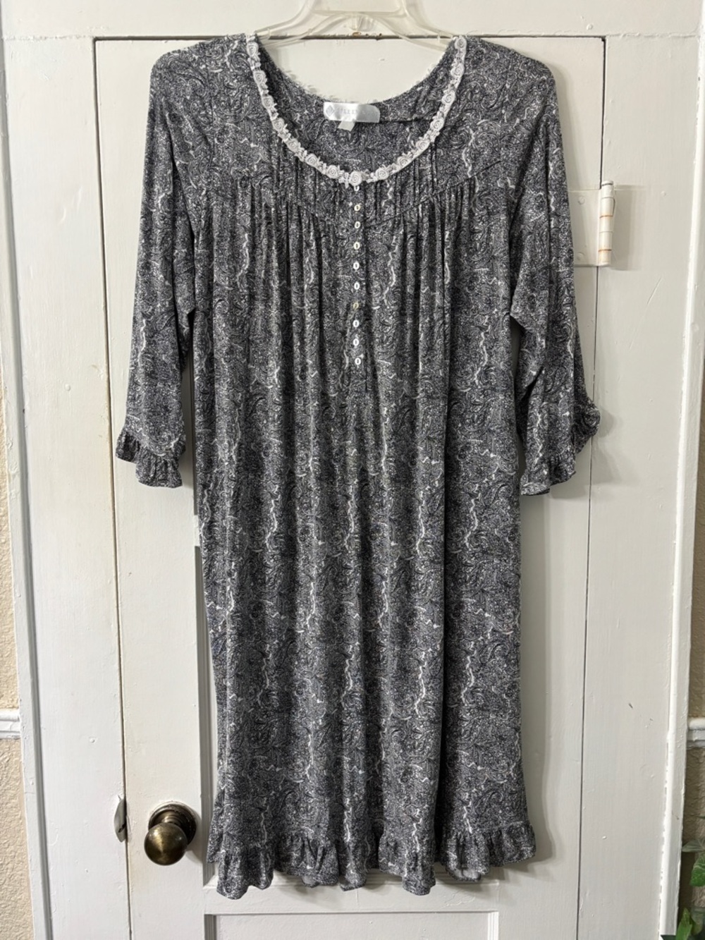 Eileen West Lace Trim Nightgown with Ruffles
